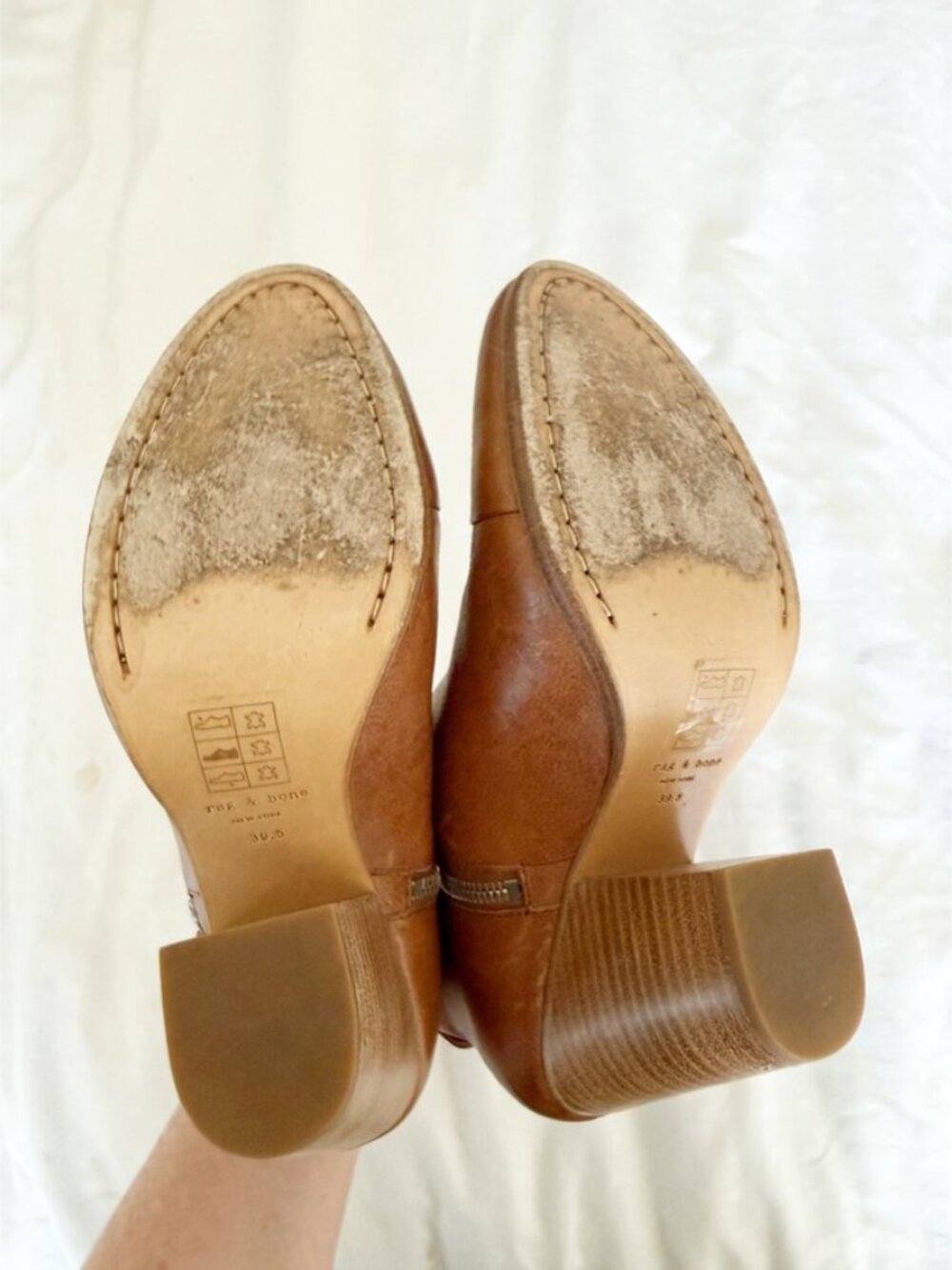rag & bone Margot Booties Tan Zip Block Heel Ankle Boots 39.5 9.5 - Picture 9 of 12
